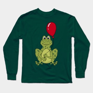 Cutest frog with red balloon Long Sleeve T-Shirt